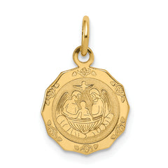 14k Baptism Spanish Recuerdo Del Bautismo on Back Charm