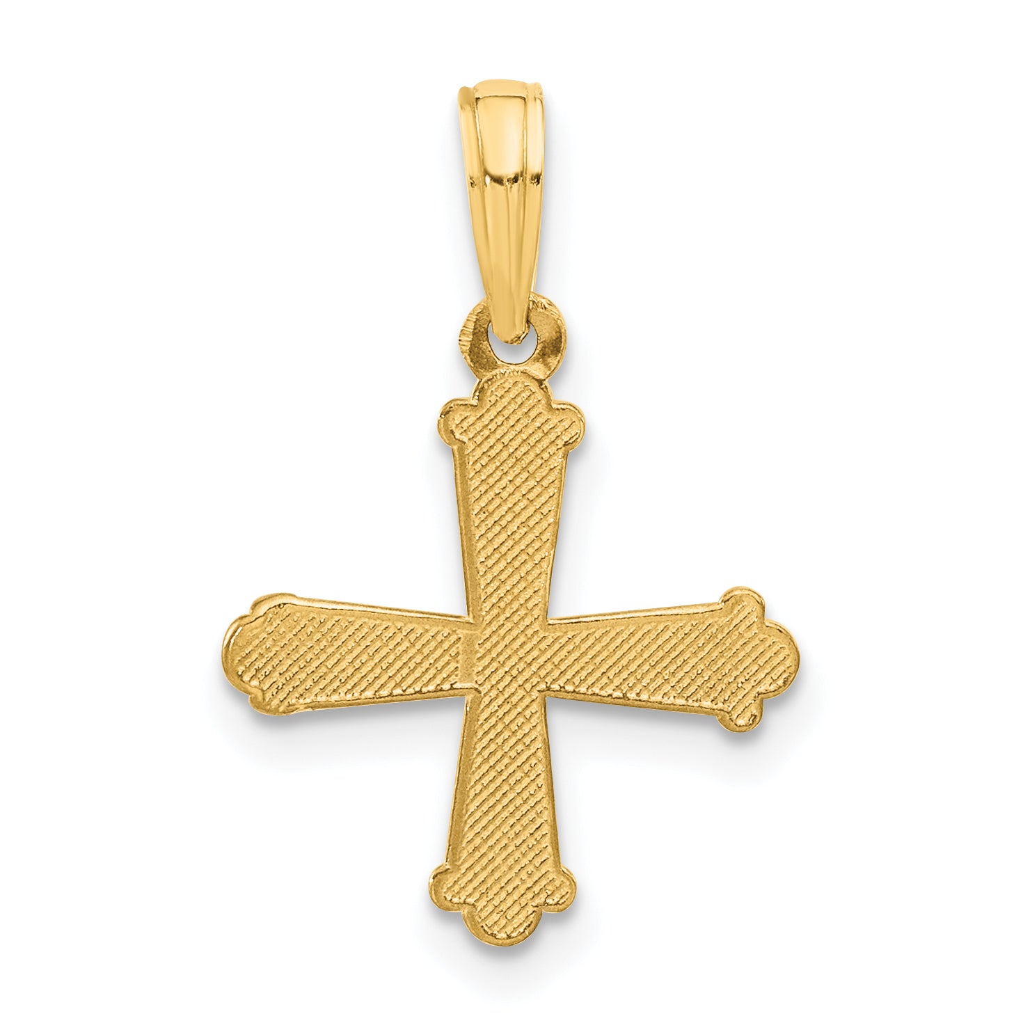 14k Polished and Texture Cross Pendant