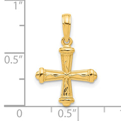 14k Polished and Texture Cross Pendant