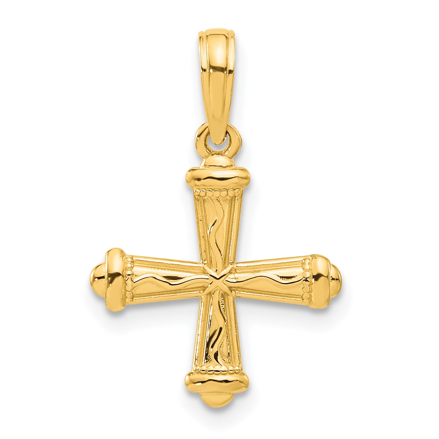 14k Polished and Texture Cross Pendant