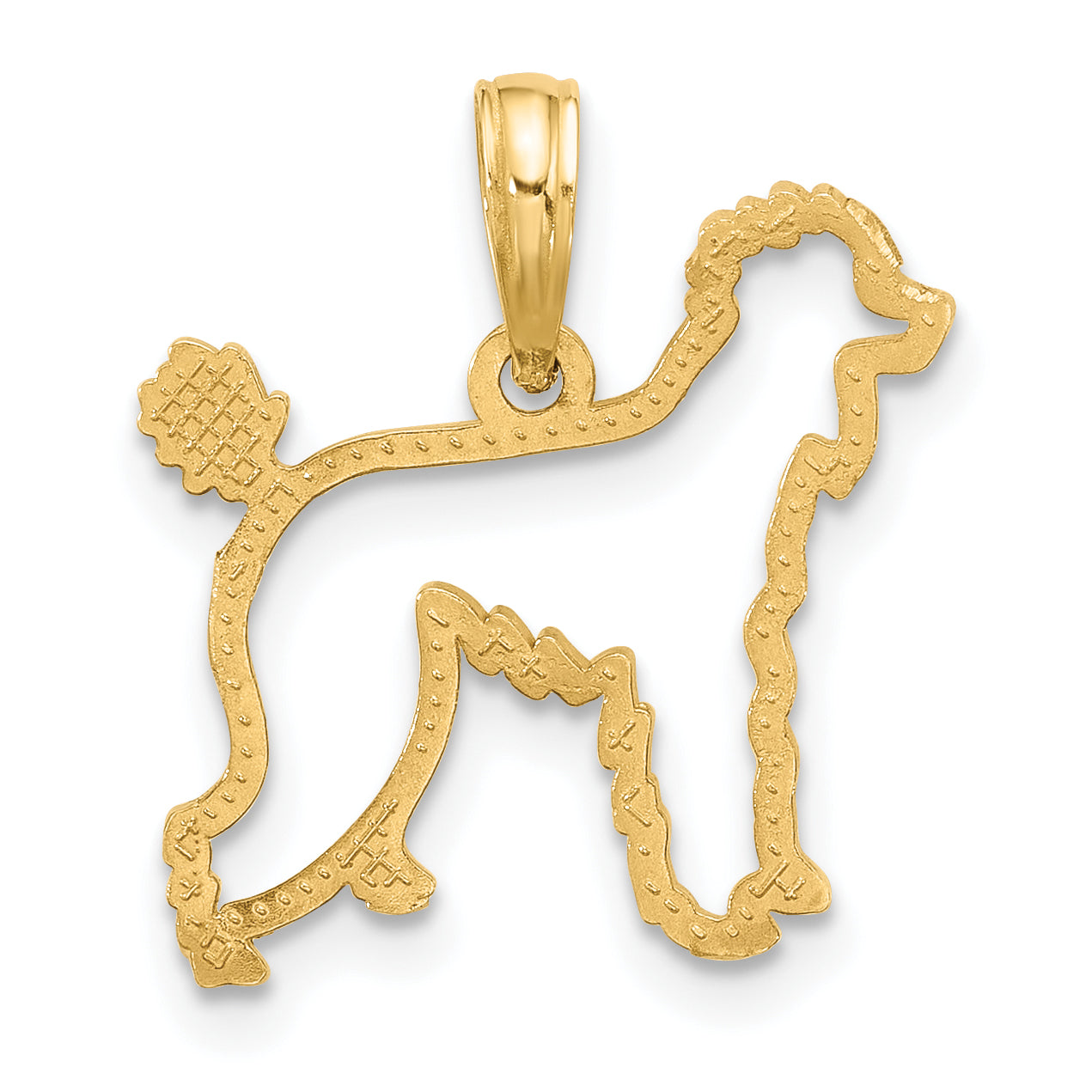 14K Polished Poodle Dog Outline Charm