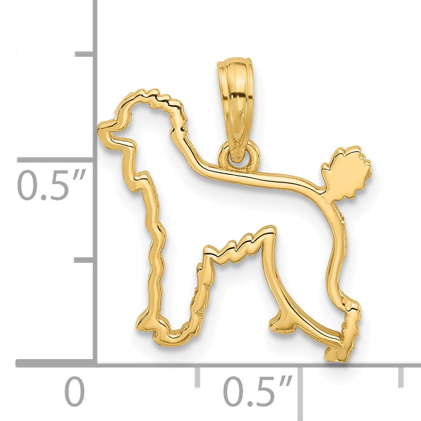 14K Polished Poodle Dog Outline Charm