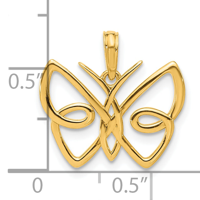 14k Polished Butterfly Pendant