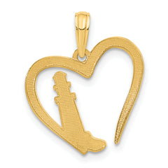 14k Polished Lighthouse In Heart Pendant