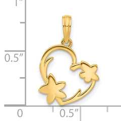 14k Polished Floral Heart Pendant