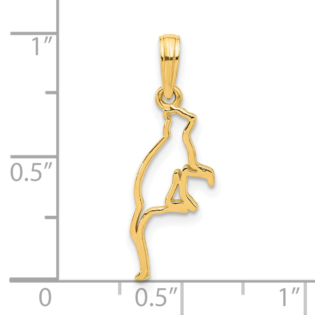 14k Polished Cat Sitting Pendant