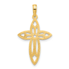 14k Polished Fancy Cut-out Cross Pendant