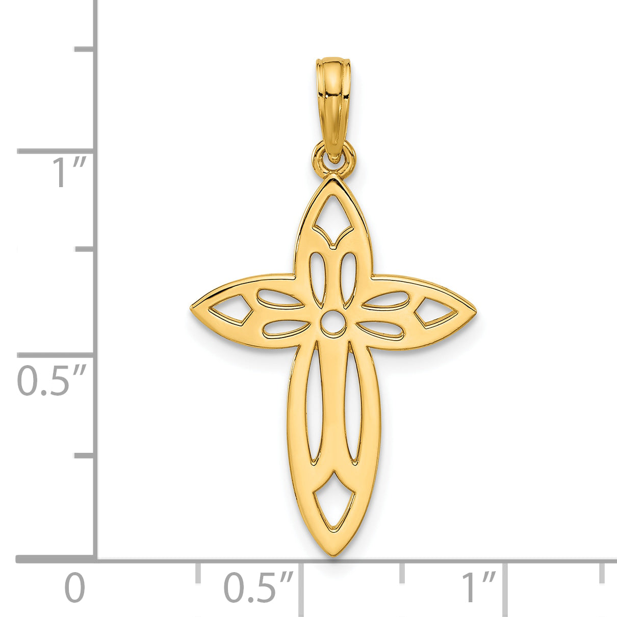 14k Polished Fancy Cut-out Cross Pendant