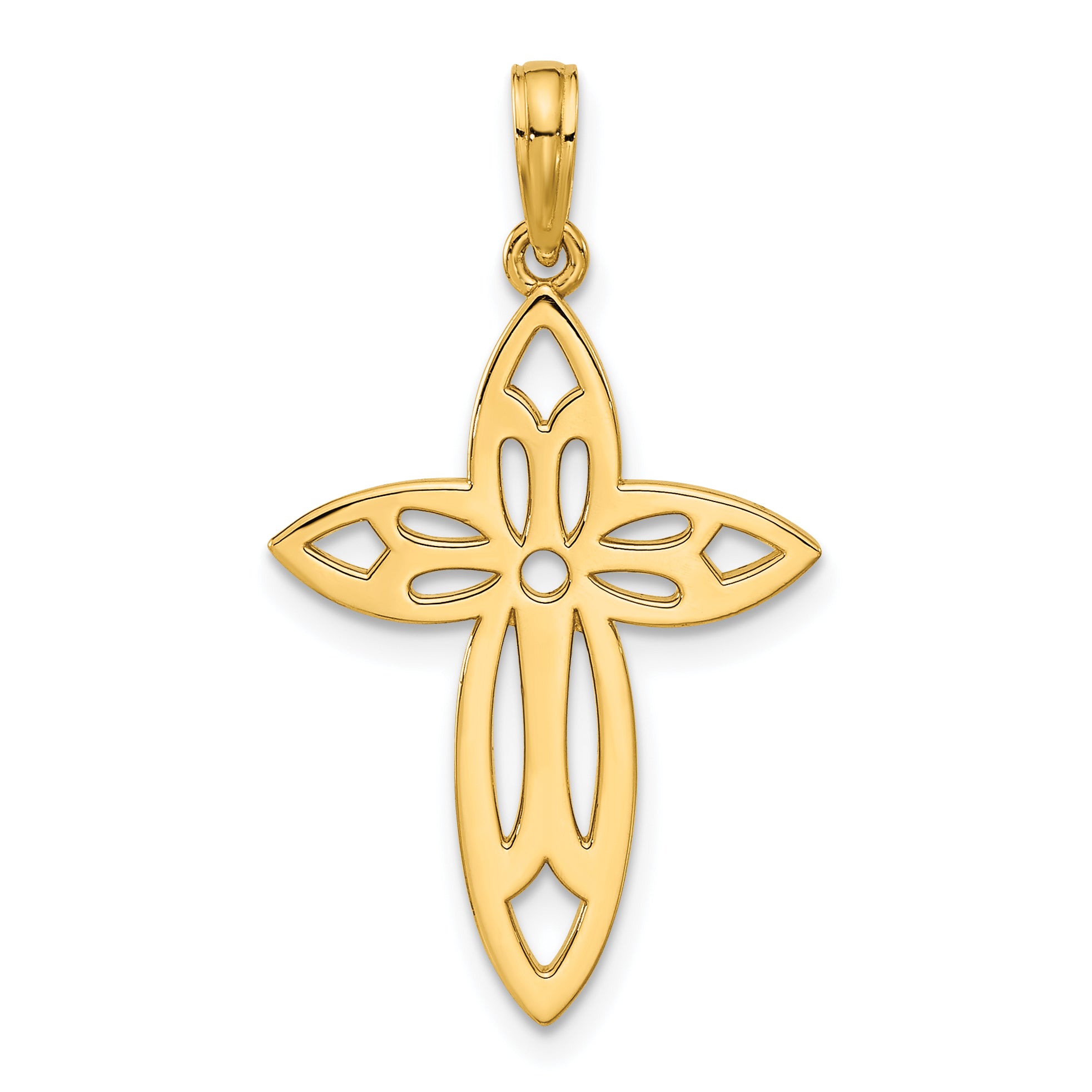 14k Polished Fancy Cut-out Cross Pendant