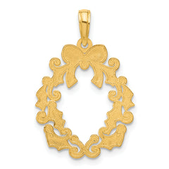 14k Polished Christmas Wreath Pendant