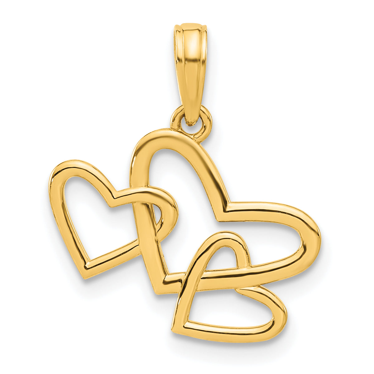 14k Polished Triple Heart Pendant