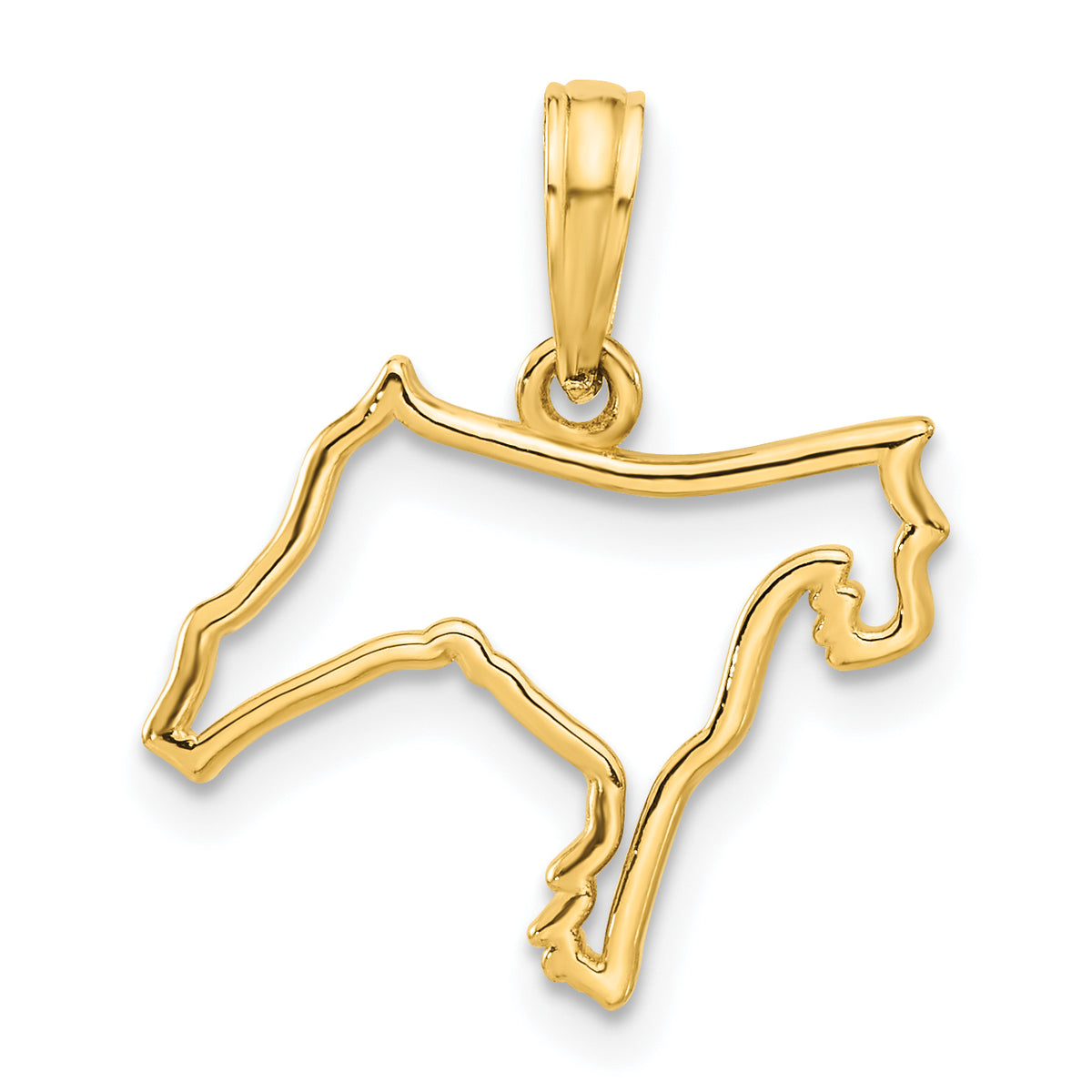 14K Polished Dog Outline Pendant