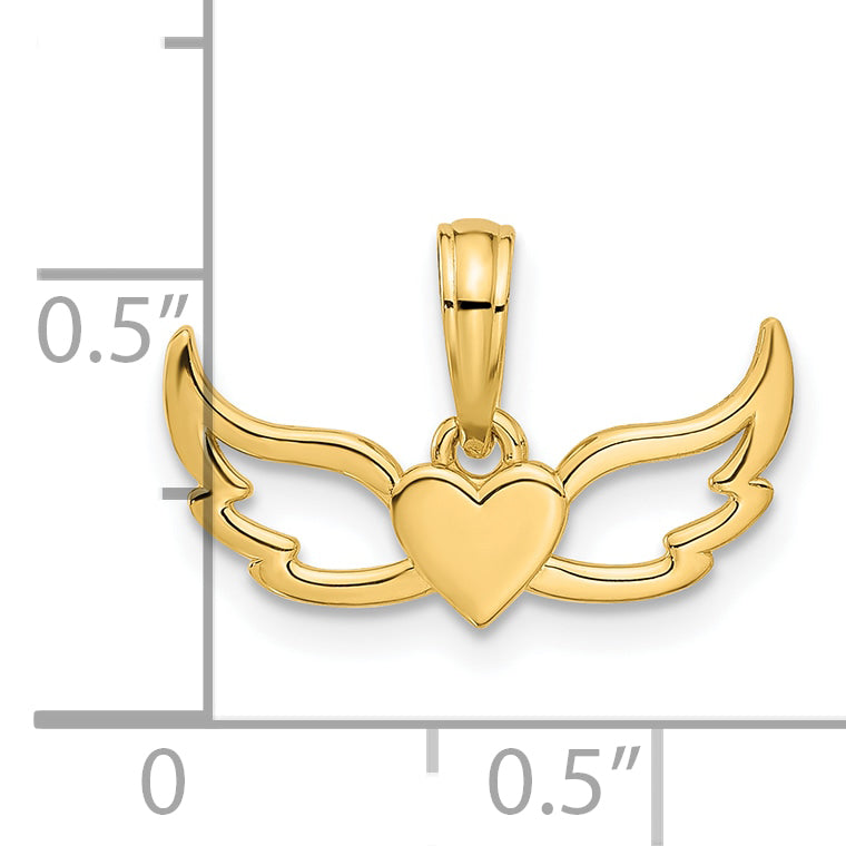 14k Fancy Heart and Wings Charm