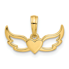 14k Fancy Heart and Wings Charm