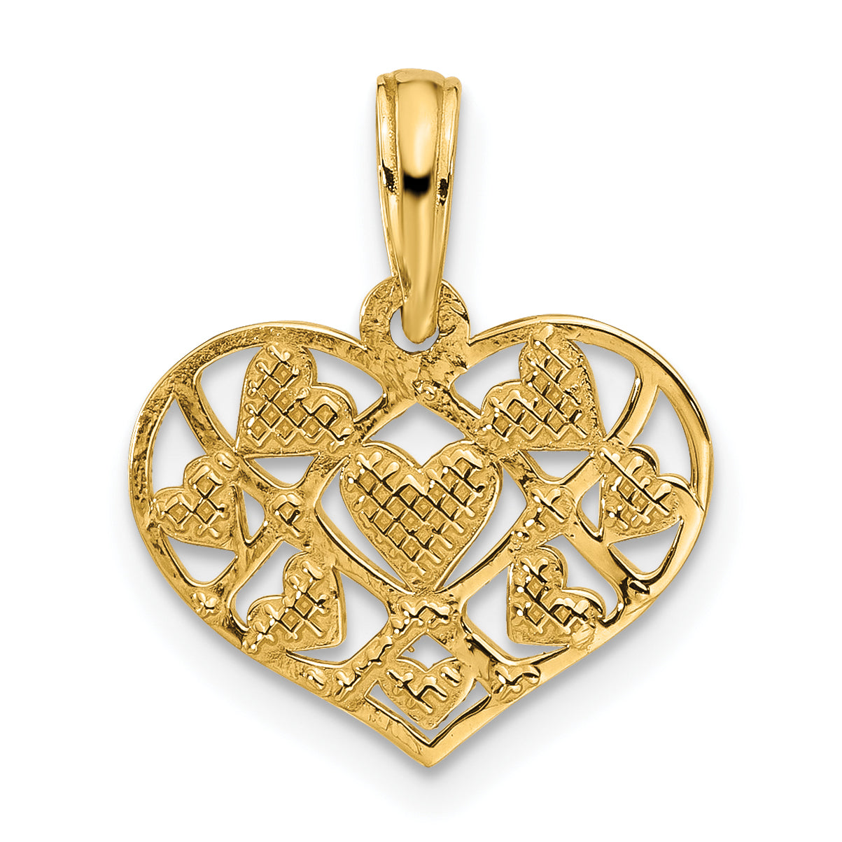 14K Polished Hearts in Heart Charm