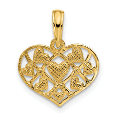 14K Polished Hearts in Heart Charm