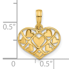 14K Polished Hearts in Heart Charm