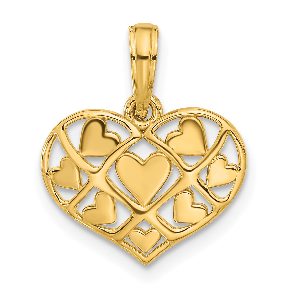 14K Polished Hearts in Heart Charm