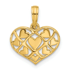 14K Polished Hearts in Heart Charm