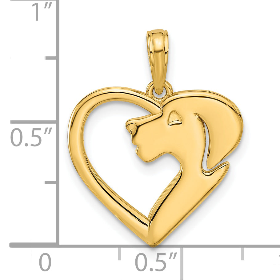 14K Polished Heart with Dog Charm