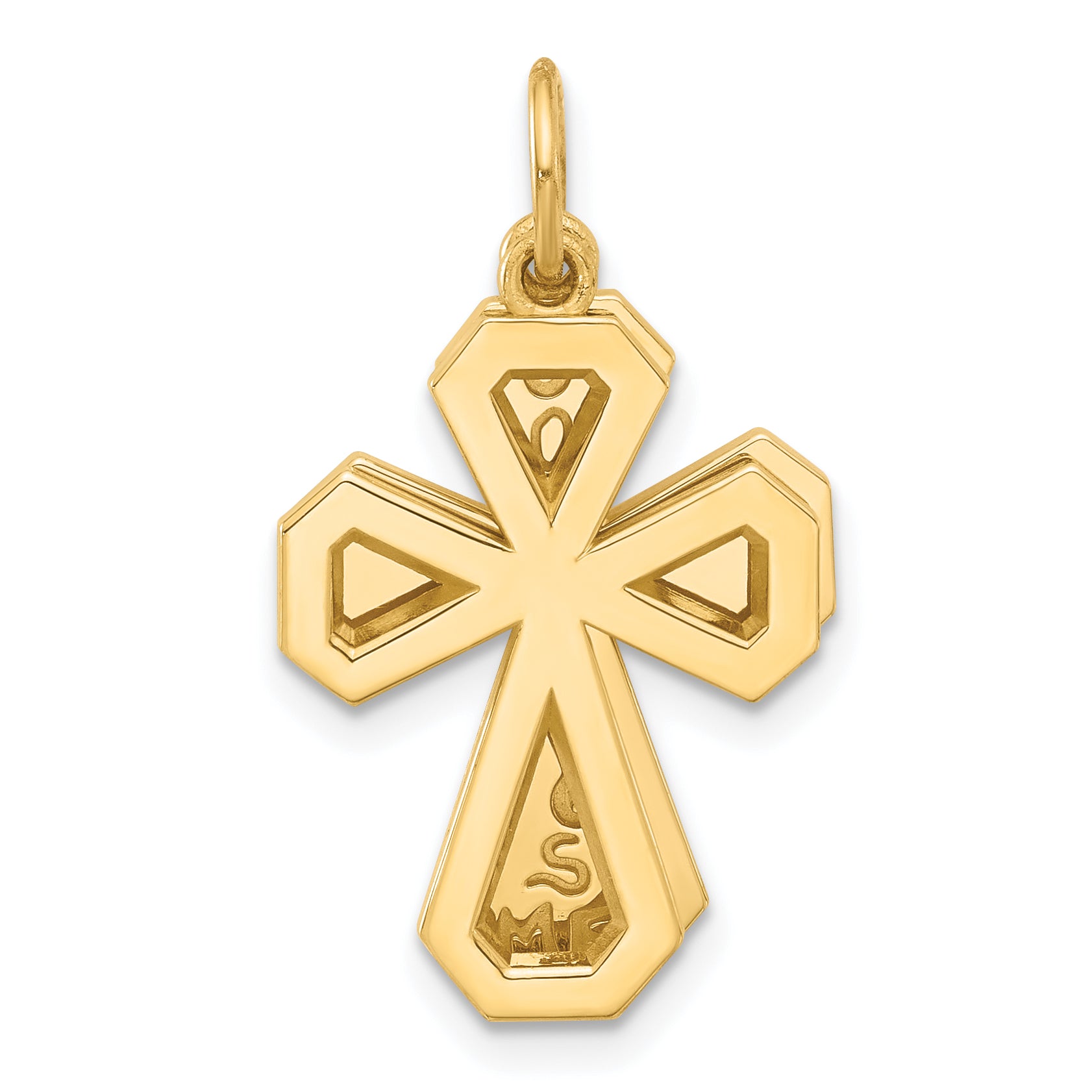 14k Fancy Two Cross God Loves Me Charm