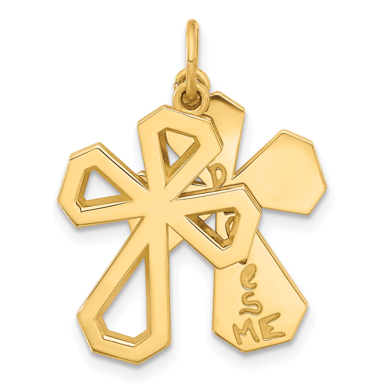 14k Fancy Two Cross God Loves Me Charm