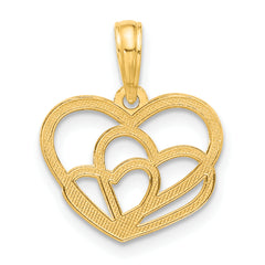 14k Polished Triple Heart Pendant