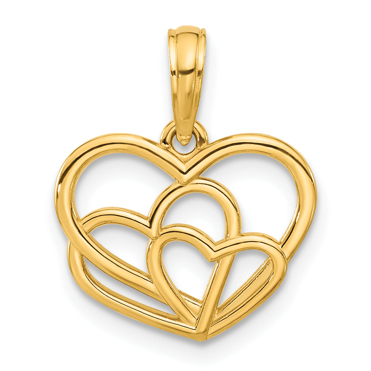 14k Polished Triple Heart Pendant