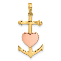 14k w/Rose Rhodium Fancy Anchor and Heart Charm