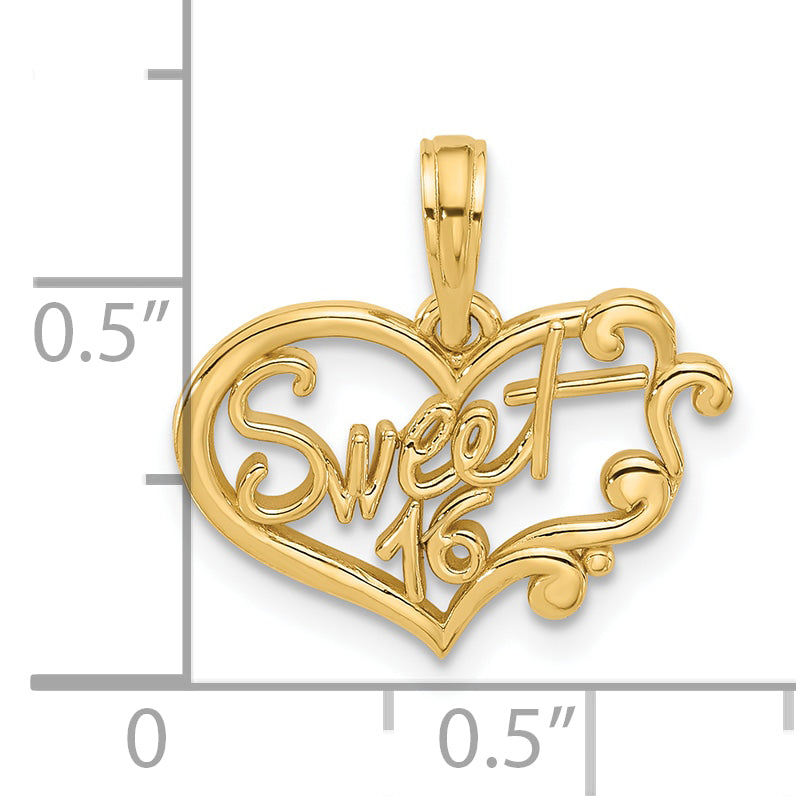 14k Fancy Sweet 16 Charm