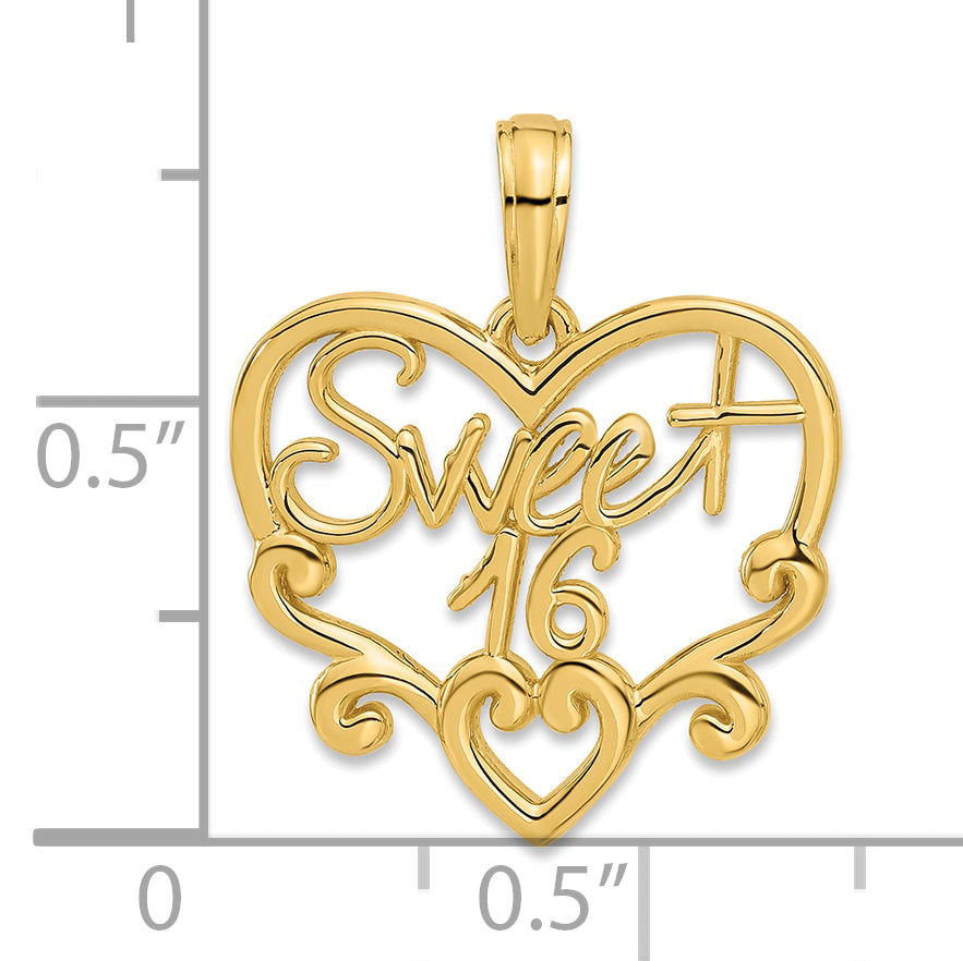 14k Fancy Sweet 16 Charm