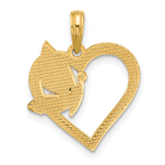 14K with White Rhodium Fancy Heart and Butterfly Charm