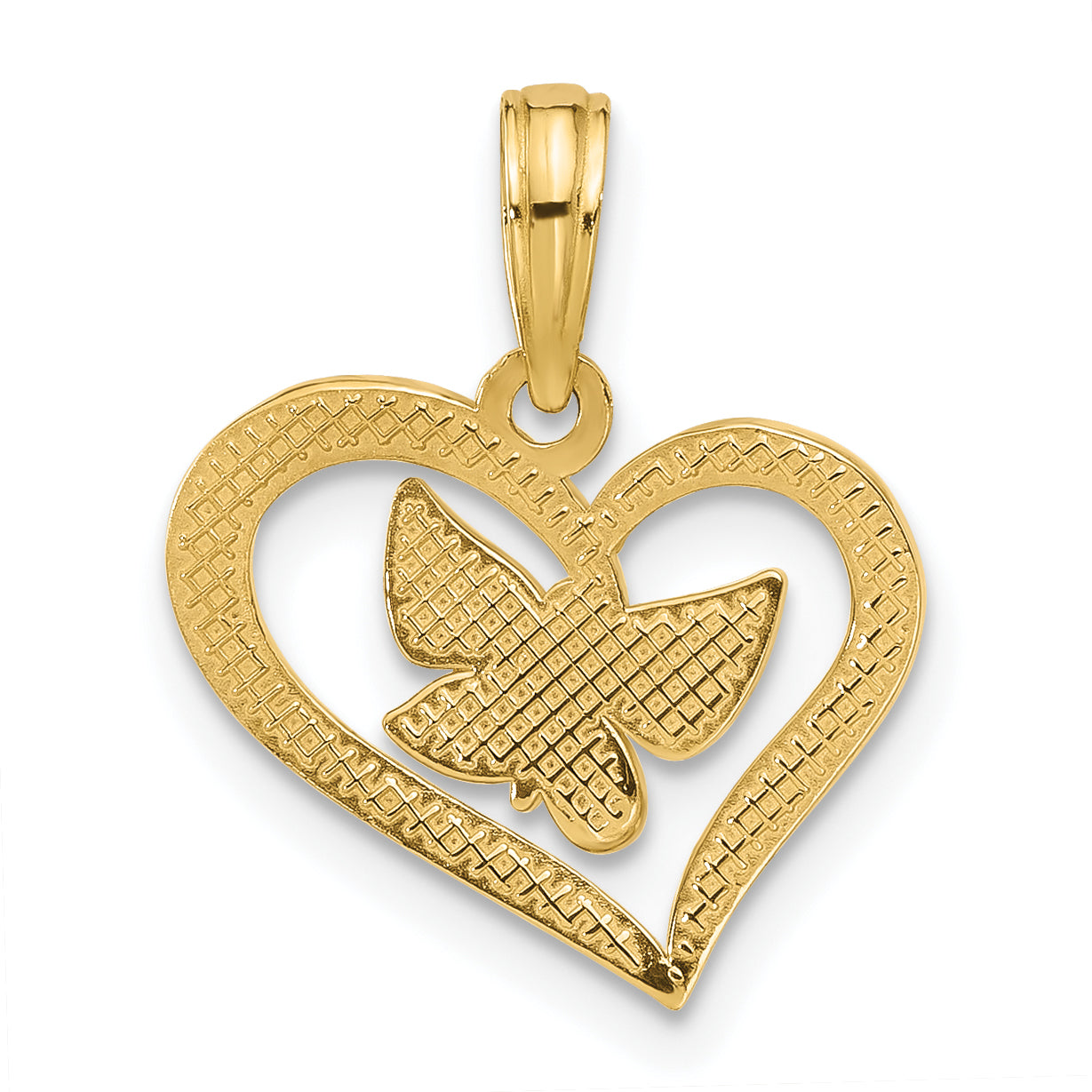 14k Polished Fancy Heart and Butterfly Charm