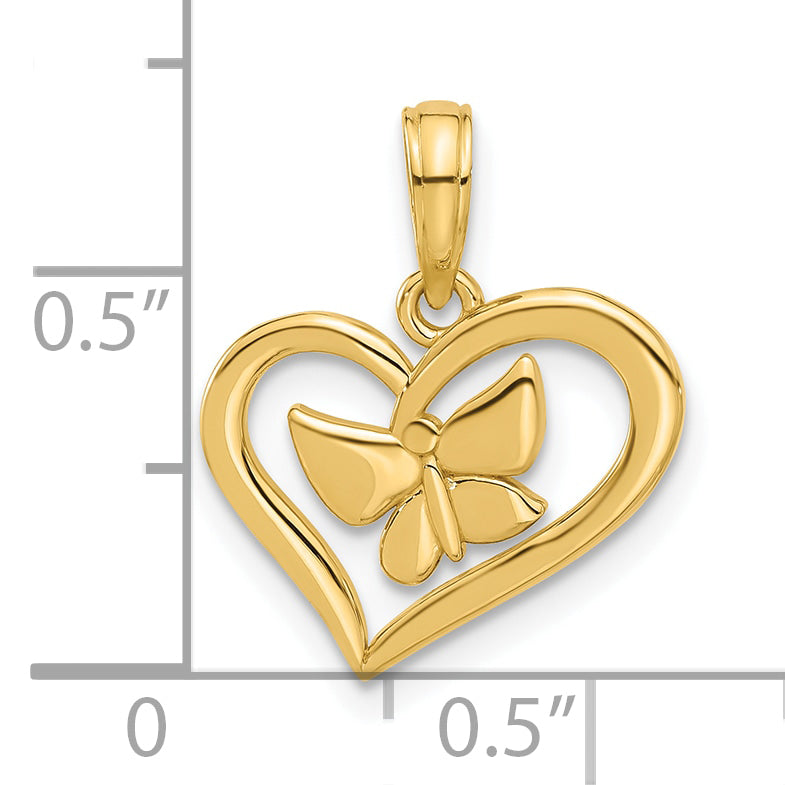 14k Polished Fancy Heart and Butterfly Charm