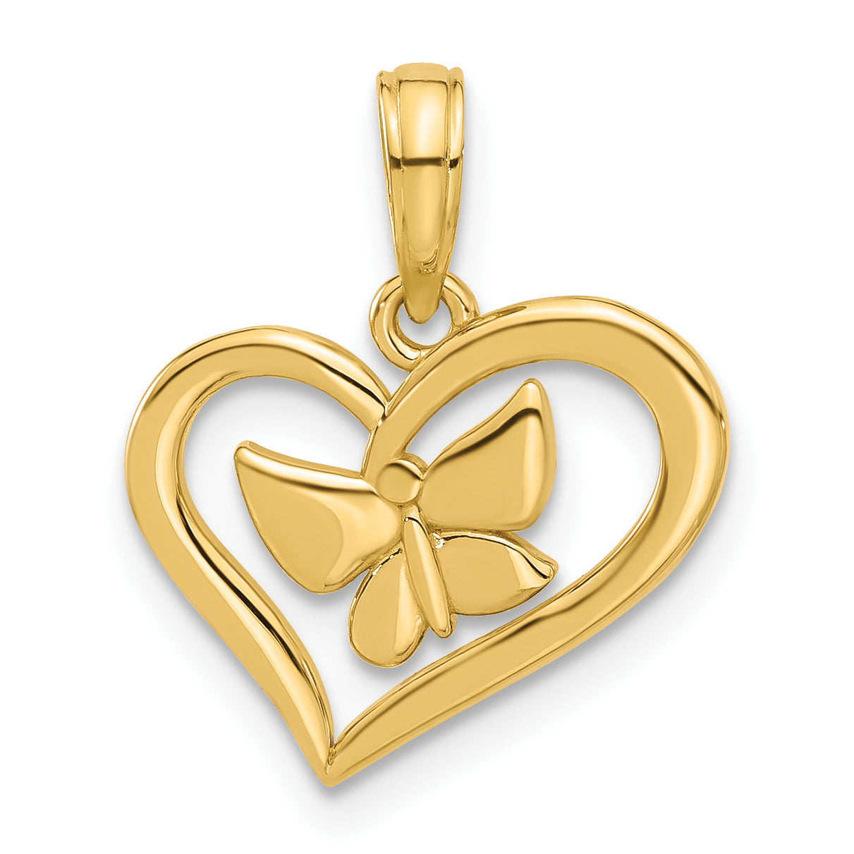 14k Polished Fancy Heart and Butterfly Charm