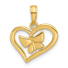 14k Polished Fancy Heart and Butterfly Charm