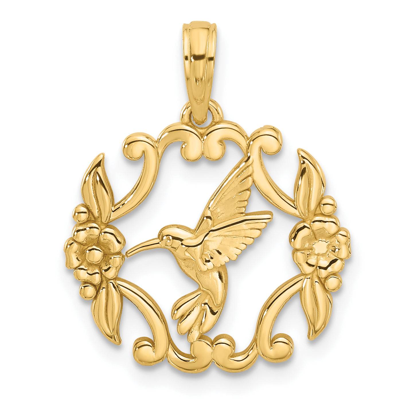 14K Polished Fancy Hummingbird Charm