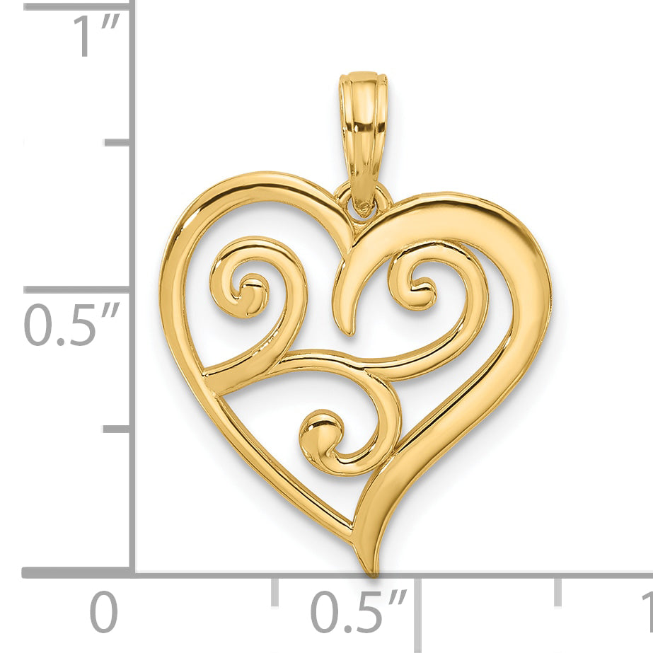 14k Fancy Heart Charm