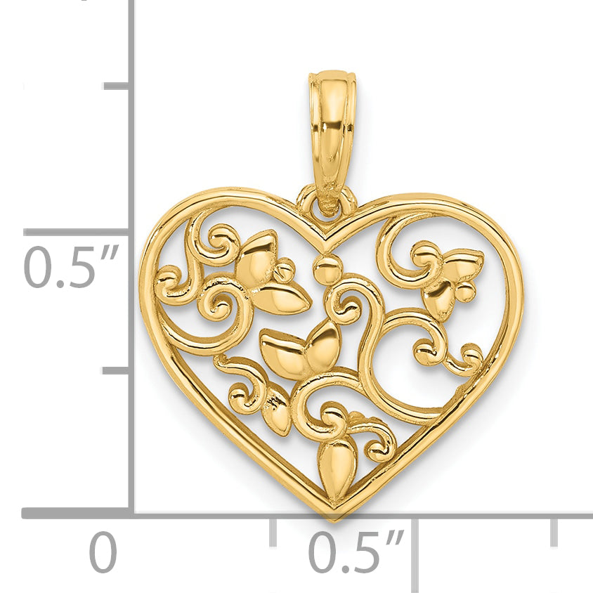 14k Fancy Heart Charm