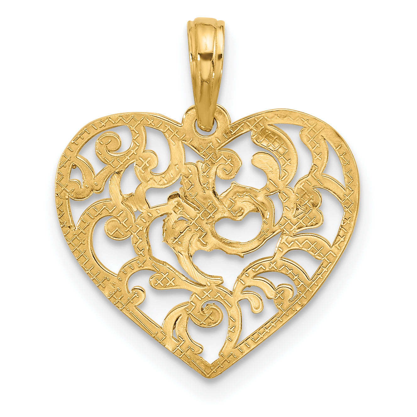 14K Polished Fancy Heart Charm