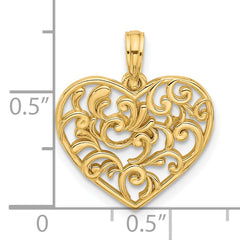 14K Polished Fancy Heart Charm