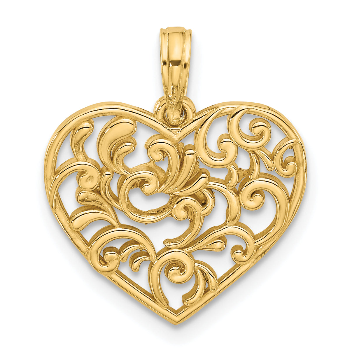 14K Polished Fancy Heart Charm