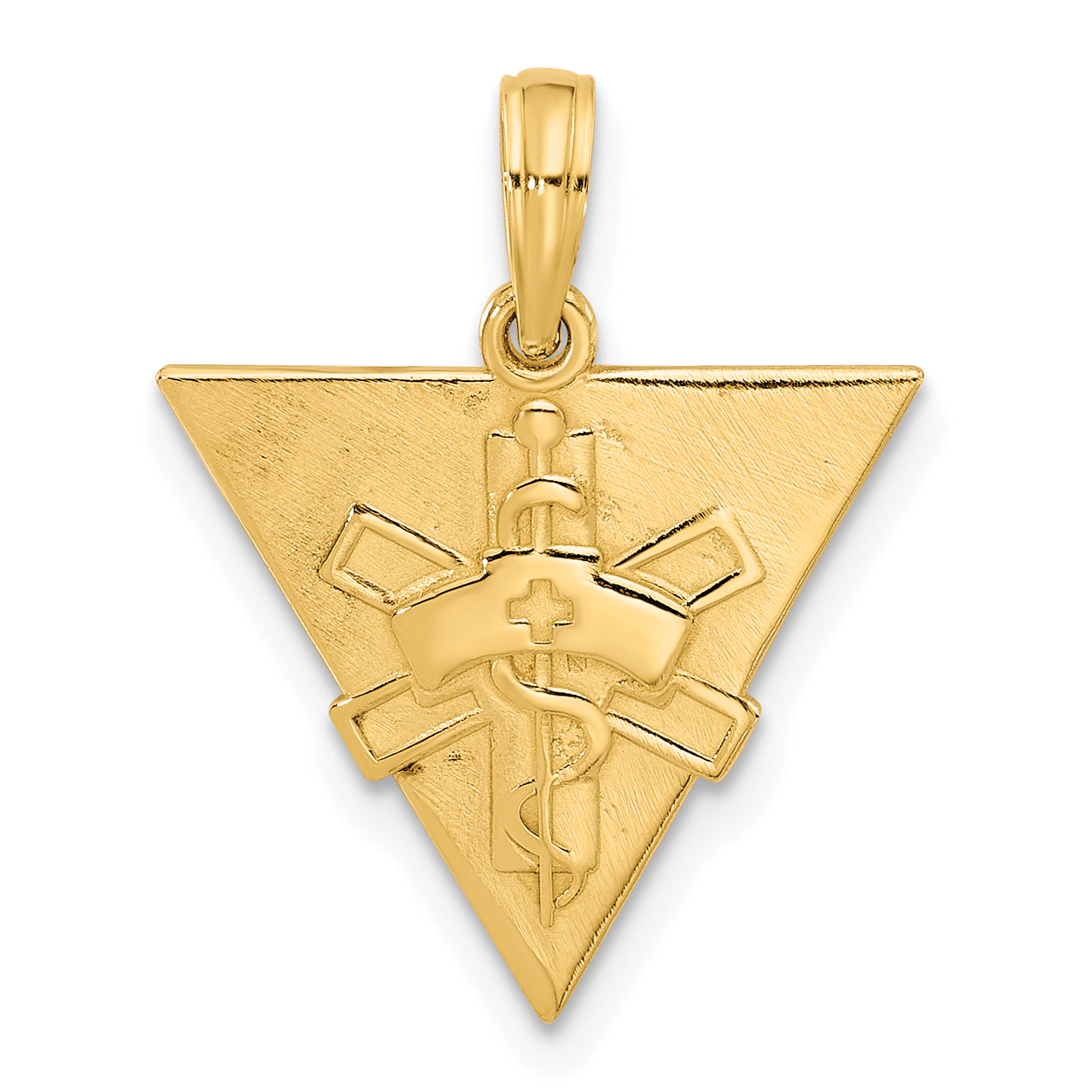 14K Polished Triangle Caduceus Charm