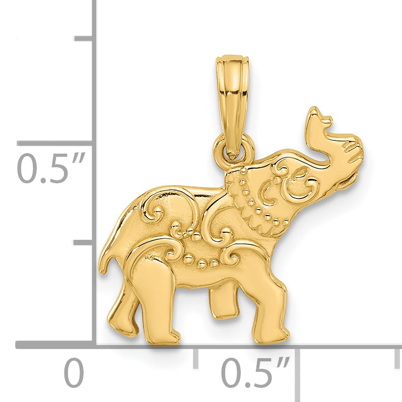 14K Polished Fancy Elephant Charm