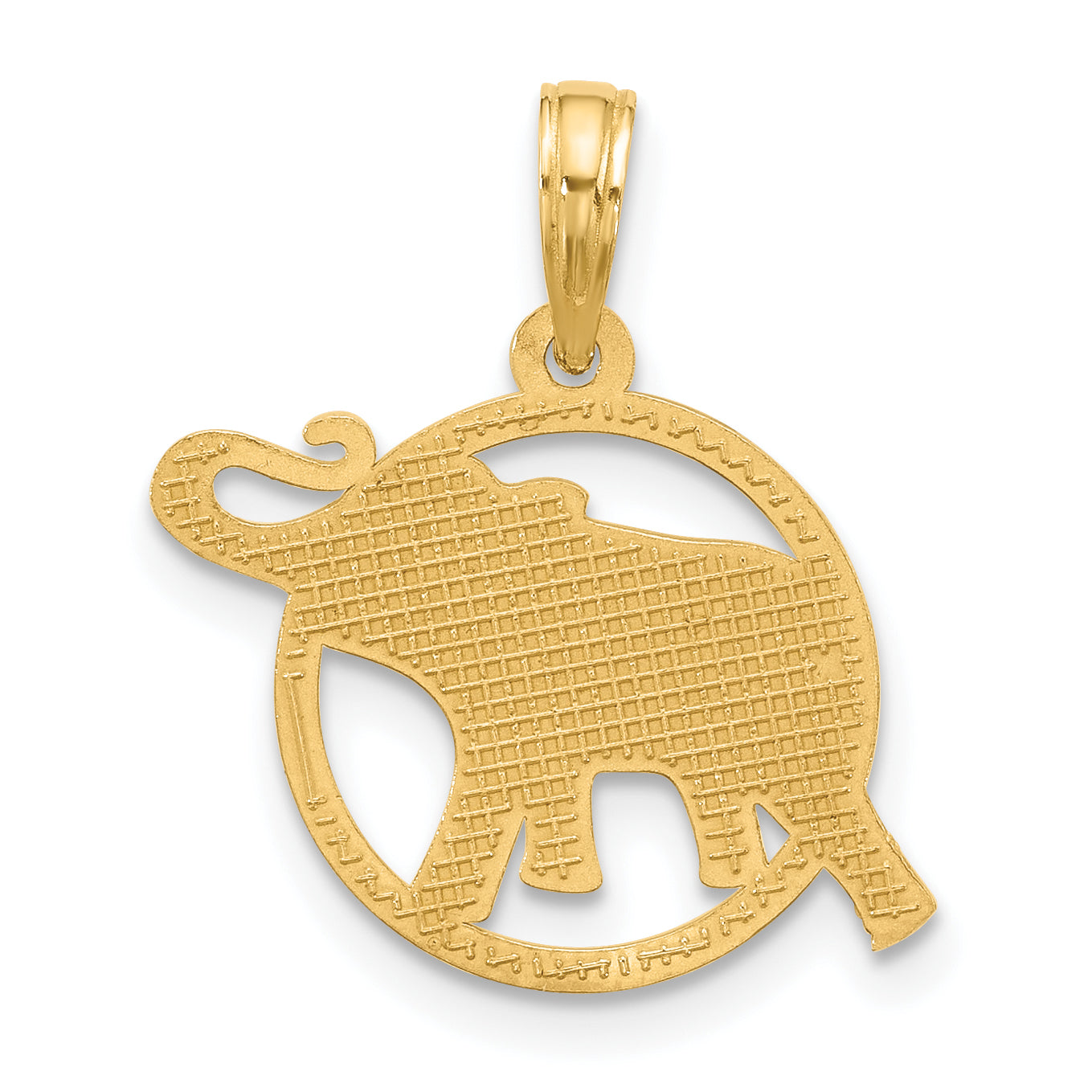 14K Polished Elephant in Circle Charm