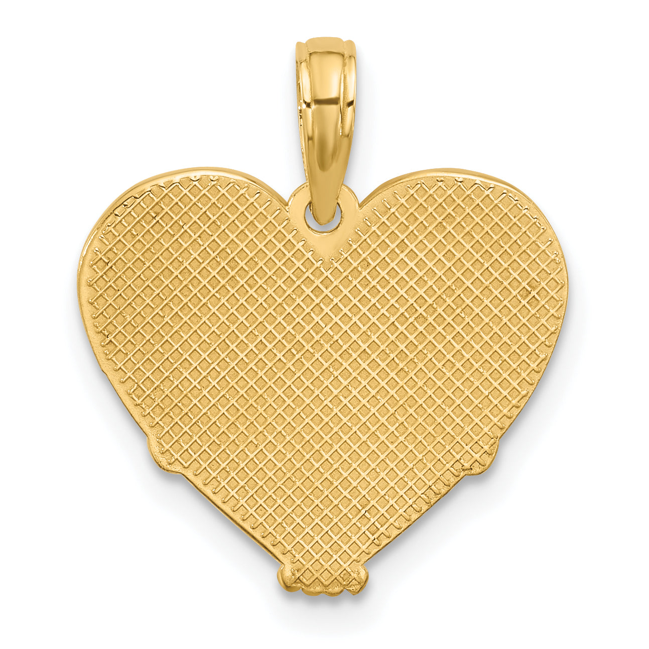 14K Polished and Brushed Fancy Heart Charm