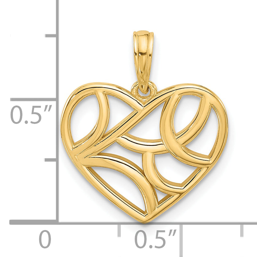 14K Polished Fancy Heart Charm