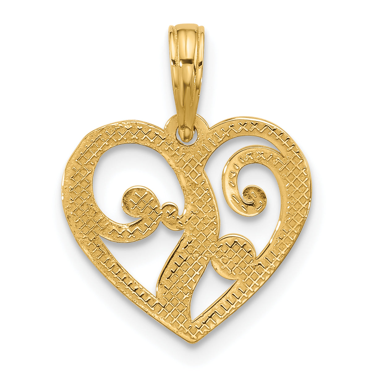 14K Polished Fancy Heart Charm