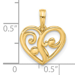 14K Polished Fancy Heart Charm