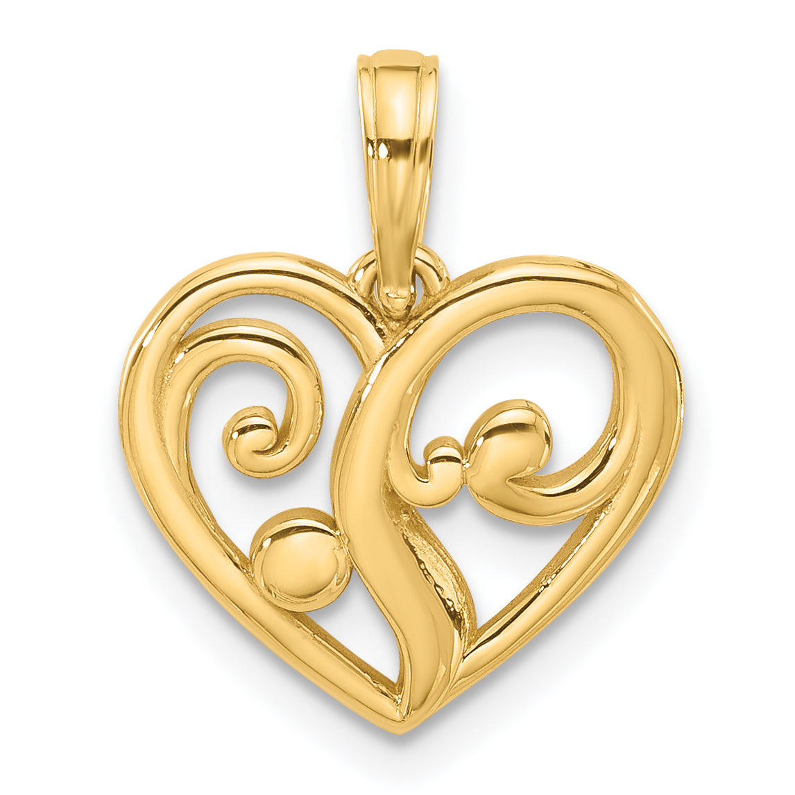 14K Polished Fancy Heart Charm